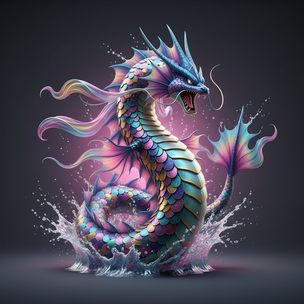 Gay Gyarados rising in rainbow glory